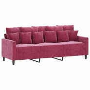 VidaXL Canapé à 3 places Rouge bordeaux 180 cm Velours Modèle Aero Horizon Élite - 359317