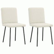 VidaXL Chaises à manger lot de 2 Crème Velours Modèle Elvino - 4101195