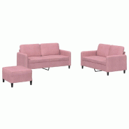VidaXL Ensemble de canapés 3 pcs rose velours Modèle Nova Signature Plus - 3201987