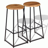 VidaXL Tabourets de bar lot de 2 bois de teck massif Modèle Titan Panorama - 243459