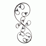 Barreau fantaisie fleurs H.860 x L.350mm avec volutes - plat 12 x 6