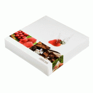 Boîte pâtissière décor Délices 160x160x50mm par 275 pièces JORIDEAL - blanc en carton 3519400606158