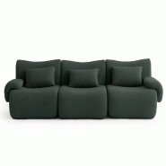 Canapé droit modulaire MILYSOFA SOFATIME 3 places Tissu fine bouclette Vert foret - MS-TIME-3-GF