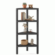 COSTWAY Étagère d'angle 4 niveaux, présentoir en PP, moderne, au sol, Noir - noir plastique polypropylène VL32647NW