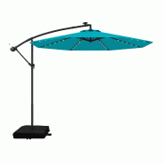 COSTWAY Parasol sur mât avec sacs, Ø300cm, 40 LED solaires et manivelle, jardin, UV, turquoise. - vert métal ZB35318FG