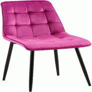 Décoshop26 - Chaise de salle à manger x1 coutures décoratives carrées en velours violet cadre métal noir 10_0007591 - violet métal 3000266197480