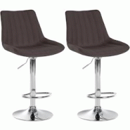Décoshop26 - Lot de 2 tabourets de bar réglable en hauteur pivotant à 360° assise en tissu taupe couture verticale pied métal 10_0004434 - 300025 Décoshop26 - Lot de 2 tabourets de bar réglable en hauteur pivotant à 360° assise en tissu taupe couture verticale pied métal 10_0004434 - 300025