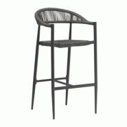 Emh Chaise de bar professionnelle Roppy empilable – structure aluminium anthracite et cordage gris – design moderne – usage chr intérieur/exté