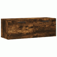 Helloshop26 - Armoire murale design fonctionnelle rangement décoratif 100 x 36,5 x 35 cm en bois d'ingénierie chêne fumé 02_0048896 - Bois massif