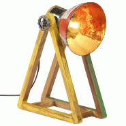 Helloshop26 - Lampe de bureau industrielle 30 x 17 x 40 cm style vintage unique ambiance cosy en bois de manguier multicolore 02_0047519 - Bois massif