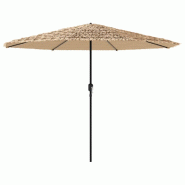 Helloshop26 - Parasol de jardin avec mât robuste mécanique à manivelle 388 x 388 x 248 cm en polyester marron 02_0056408 - marron acier 3000239511978