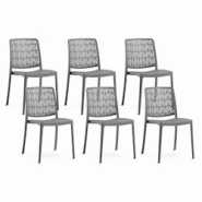 RATTATAN Set 6 Chaises Empilables en Polypropylène avec fibre de verre pour Jardin ou intérieur, hydrofuges et résistantes, design moderne - YARA - RATTATAN Set 6 Chaises Empilables en Polypropylène avec fibre de verre pour Jardin ou intérieur, hydrofuges et résistantes, design moderne - YARA -
