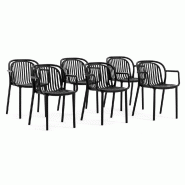 RATTATAN Set de 6 chaises avec accoudoirs en résine renforcée de fibre de verre, design moderne, empilables pour jardin, bar, restaurant, cuisine �