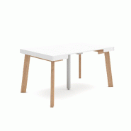 SKRAUT HOME Table console extensible, 140, Pour 6 personnes, Pieds en bois, Blanc - blanc Bois manufacturé 191_25