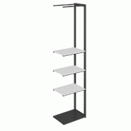 Suite structure Cage noir base métal 58x40x240cm 3 tablettes noyer clair