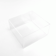 Bac de présentation PMMA carré 20x20x10cm - Transparent - Épaisseur 3mm