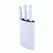 BERGNER - Set de 3 Couteaux (Chef + Santoku + Multiusage) avec Bloc Naturally en Acier Inoxydable - blanc inox Q4670