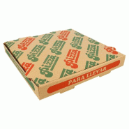 Boite pizza The Pack carton nano micro naturel, vert, rouge 26x26x3.8cm par 100