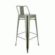 Chaise de bar empilable d'intérieur Chicago en acier gris style industriel par 4