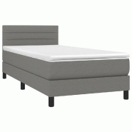 Décoshop26 - Cadre de lit LED avec sommier tête de lit matelas 100x200 cm tissu gris foncé TDL0208457 - gris 3001541182726