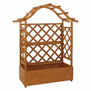 Décoshop26 - Jardinière en hauteur style moderne avec treillis pour plantes et fleurs 138 x 110 x 44 cm en bois naturel 04_0008927 - Bois massif 300