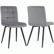 Décoshop26 - Lot de 2 chaises de salle à manger design vintage en tissu velours gris CDS09085 - gris 3001080069601 Décoshop26 - Lot de 2 chaises de salle à manger design vintage en tissu velours gris CDS09085 - gris 3001080069601