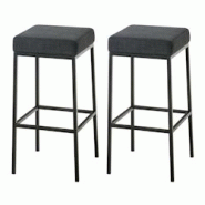 Décoshop26 - Lot de 2 tabourets de bar avec repose-pieds design simple hauteur 80 cm en tissu gris foncé et métal noir 10_0004369 - gris 3000252067650 Décoshop26 - Lot de 2 tabourets de bar avec repose-pieds design simple hauteur 80 cm en tissu gris foncé et métal noir 10_0004369 - gris 3000252067650