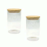 Ensemble de 2 Boîtes de conservation en verre 1,15L avec couvercle en Bambou Fackelmann Eco Friendly - gris verre 3176239934267