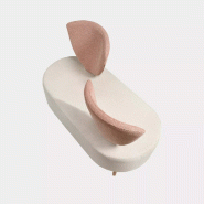 Fauteuil 2 places en vis-à-vis So Bulle - Tissu Winston, Acajou (011 33 005), Avec_0