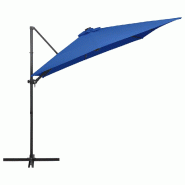 Helloshop26 - Parasol mobilier de jardin déporté avec led et mât en acier 250 x 250 cm bleu azuré 02_0008446 - bleu acier 3000451082720
