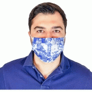 Masque en soie imprimée citadin doublé coton - bleu