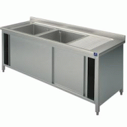 Plonge Sur Armoire, 2 Bacs, Égouttoir à Droite, Avec Portes Coulissantes, 1400X700 mm - Mastro - 7864909087608 Plonge Sur Armoire, 2 Bacs, Égouttoir à Droite, Avec Portes Coulissantes, 1400X700 mm - Mastro - 7864909087608