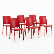 RATTATAN Set 6 Chaises en polypropylène avec fibre de verre empilables pour extérieur et jardin, bar et restaurant, cuisine design moderne - CARMEN RATTATAN Set 6 Chaises en polypropylène avec fibre de verre empilables pour extérieur et jardin, bar et restaurant, cuisine design moderne - CARMEN