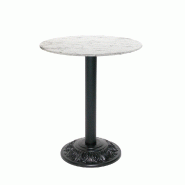 RestooTab - Table Versailles Ø60cm décor marbre calacatta - blanc fonte TB-VRS-R60M-CALAC