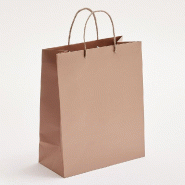 Sac luxe métallisé cuivre poignées cordelières 26x13x32cm - par 12