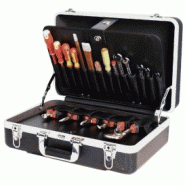Valise outils de transport en ABS noir - cadre aluminium 35mm - poignée ergonomique et séparateurs réglables Valise outils de transport en ABS noir - cadre aluminium 35mm - poignée ergonomique et séparateurs réglables