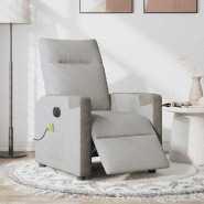 VidaXL Fauteuil de massage inclinable électrique gris nuage tissu Modèle Wervoriax - 3324084