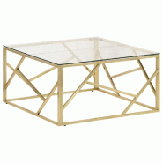 VidaXL Table basse doré acier inoxydable et verre trempé Modèle Savane Prestige - 349946