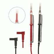 CHAUVIN ARNOUX - Jeu de 2 cordons PVC IP2X pour DDT/VAT - Pointe de touche IP2X D2 mm - Fiche femelle coudée D4 mm - 15 A - 1,5 m - 600V CAT IV - 1000V CAT III