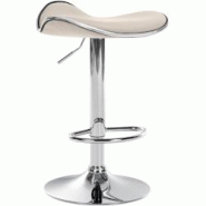 CLP Tabouret de bar Shanghai similicuir avec pied en métal Crème/Métal chromé - beige polyester 1022004 CLP Tabouret de bar Shanghai similicuir avec pied en métal Crème/Métal chromé - beige polyester 1022004