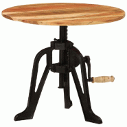 Décoshop26 - Table d'appoint console d'entrée meuble hauteur réglable en bois massif d'acacia et fonte DEC032317 - Bois massif 3000258913975