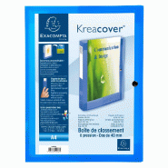 Exacompta Lot de 5 Boîte à pression EXABOX KREACOVER polypro, dos de 40, coloris bleu - bleu plastique 59982E_0