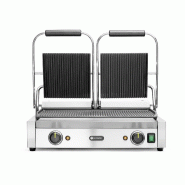 Grill de contact modèle double Complètement rainuré inf.475x230mm HENDI