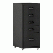 Helloshop26 - Caisson de bureau meuble de rangement pour documents dossiers fournitures de bureau à roulettes avec 5 tiroirs 69 x 28 03_0006330 - aci