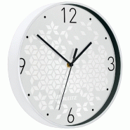 LEITZ Horloge murale Wow, à pile, diam. 29 cm, coloris blanc perlé - blanc 90150001