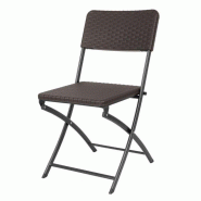 Lot de 2 chaises pliantes (H)805 x (L)445 x (P)570 mm, en rotin & polyéthylène marron Lot de 2 chaises pliantes (H)805 x (L)445 x (P)570 mm, en rotin & polyéthylène marron