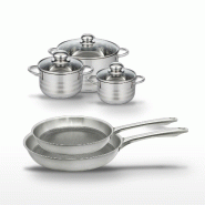 Lot de 2 poêles 24/28 cm et 3 faitouts 14/16/20 cm Elo Relief Passion - gris Acier inoxydable 18/10 3176239954081