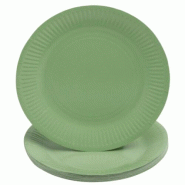 ProNappe Lot de 25 Pack de 20 assiettes carton Ø 23 cm, coloris vert olive - 3281510792204