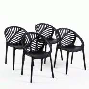 RATTATAN Set de 4 chaises en polypropylène avec fibre de verre empilables pour jardin, bar et restaurant, structure robuste et légère - Vivian - No