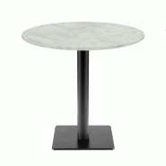 RestooTab - Table Milan T Ø70cm décor marbre pokhara - blanc fonte TB-MIT-R70M-MB.POK